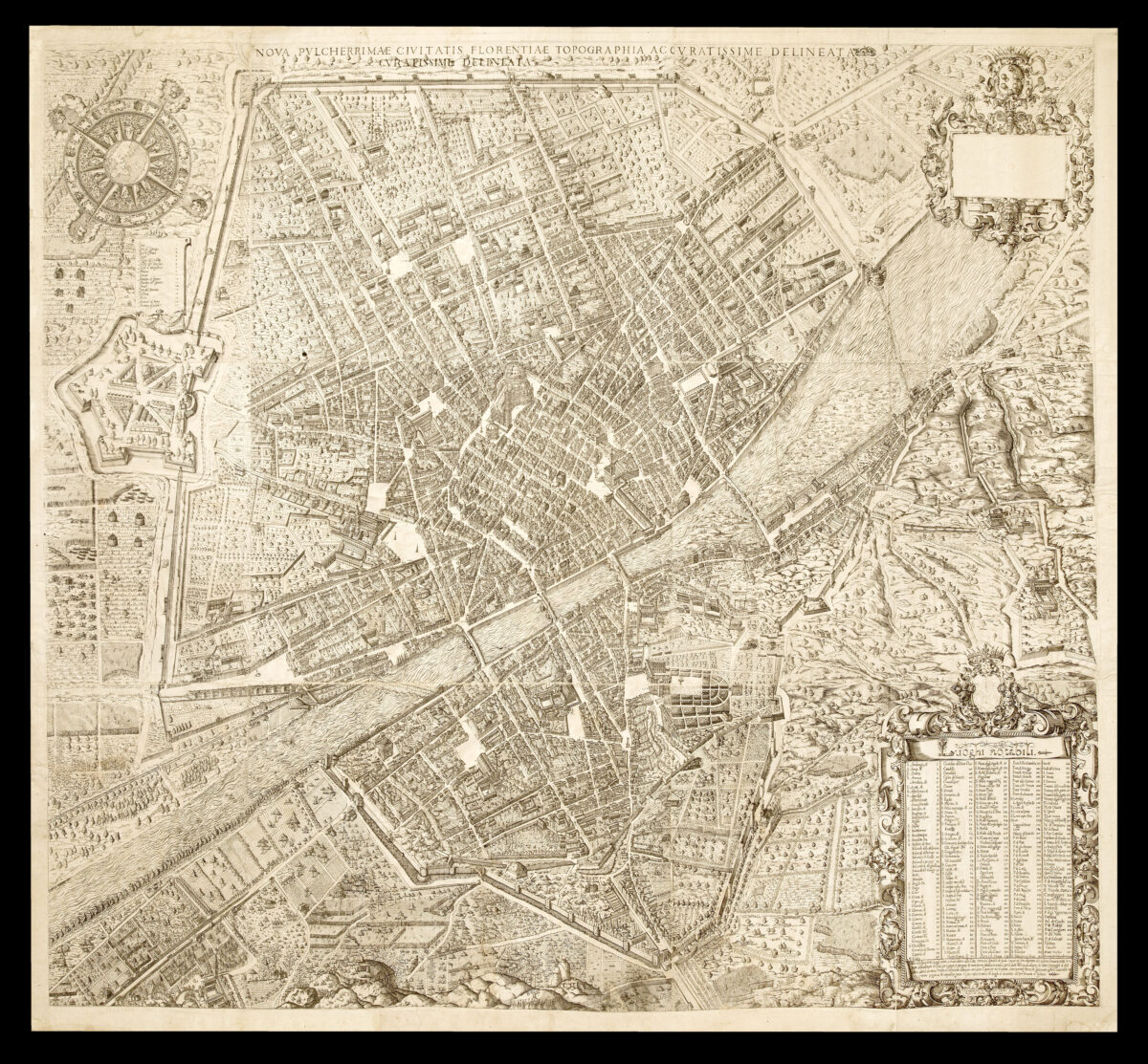 The only large scale plan of Florence produced in the Sixteenth Century