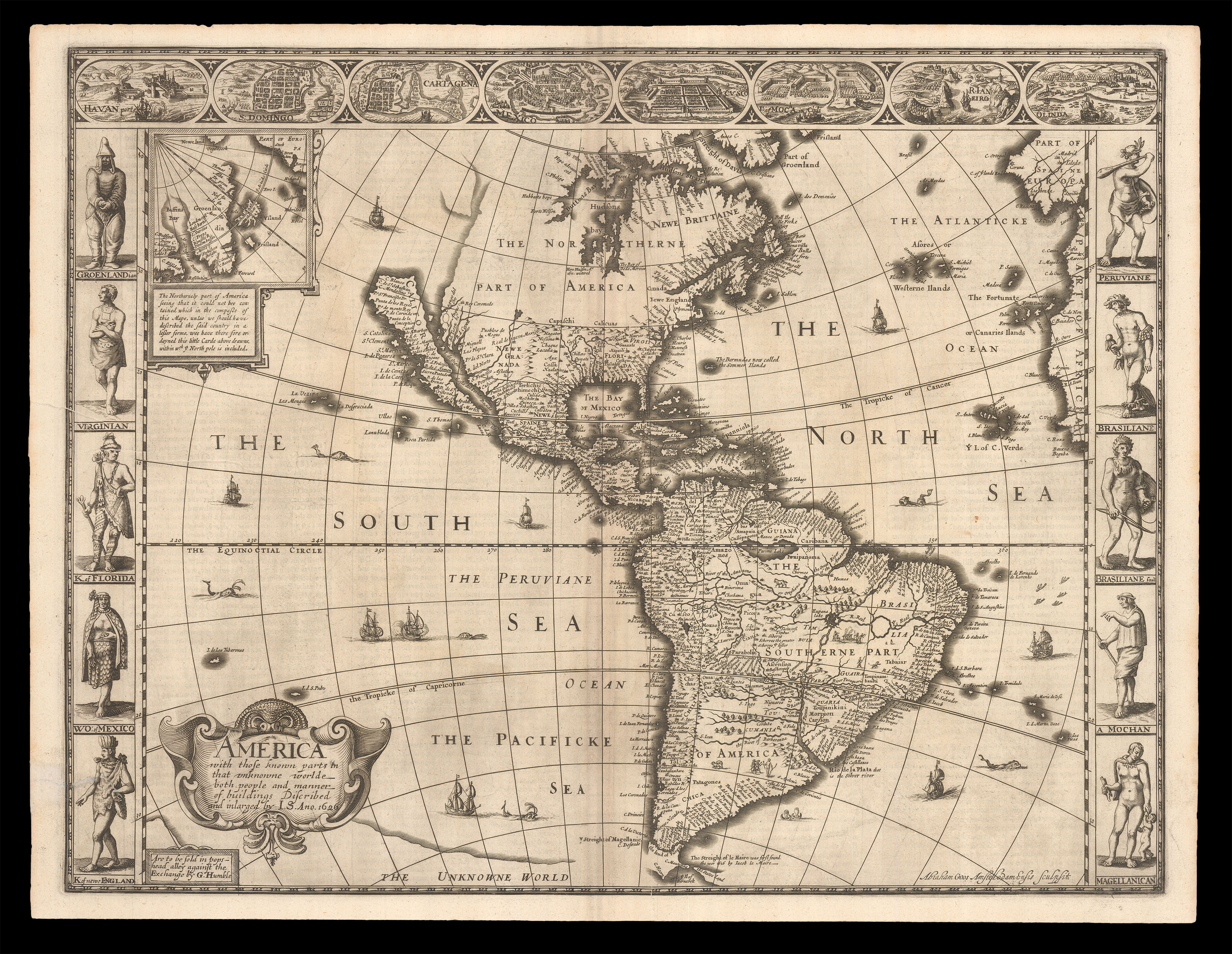 "The first [map] published in an atlas to depict California as an island, and an accurate east coast of North America" (Burden)