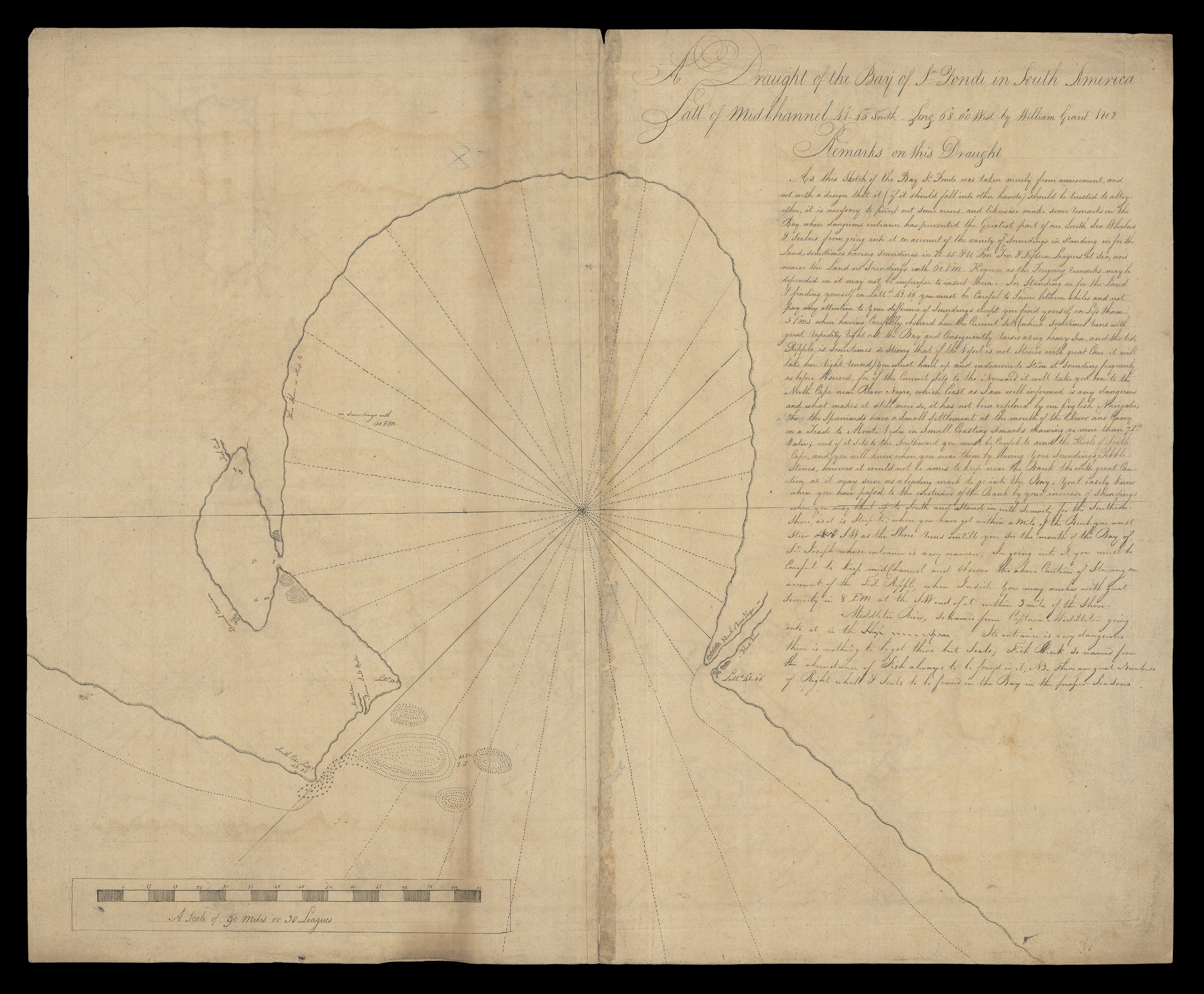 GRANT, William Draught of the Bay of St Fondi in South America & all of Mid Channel.