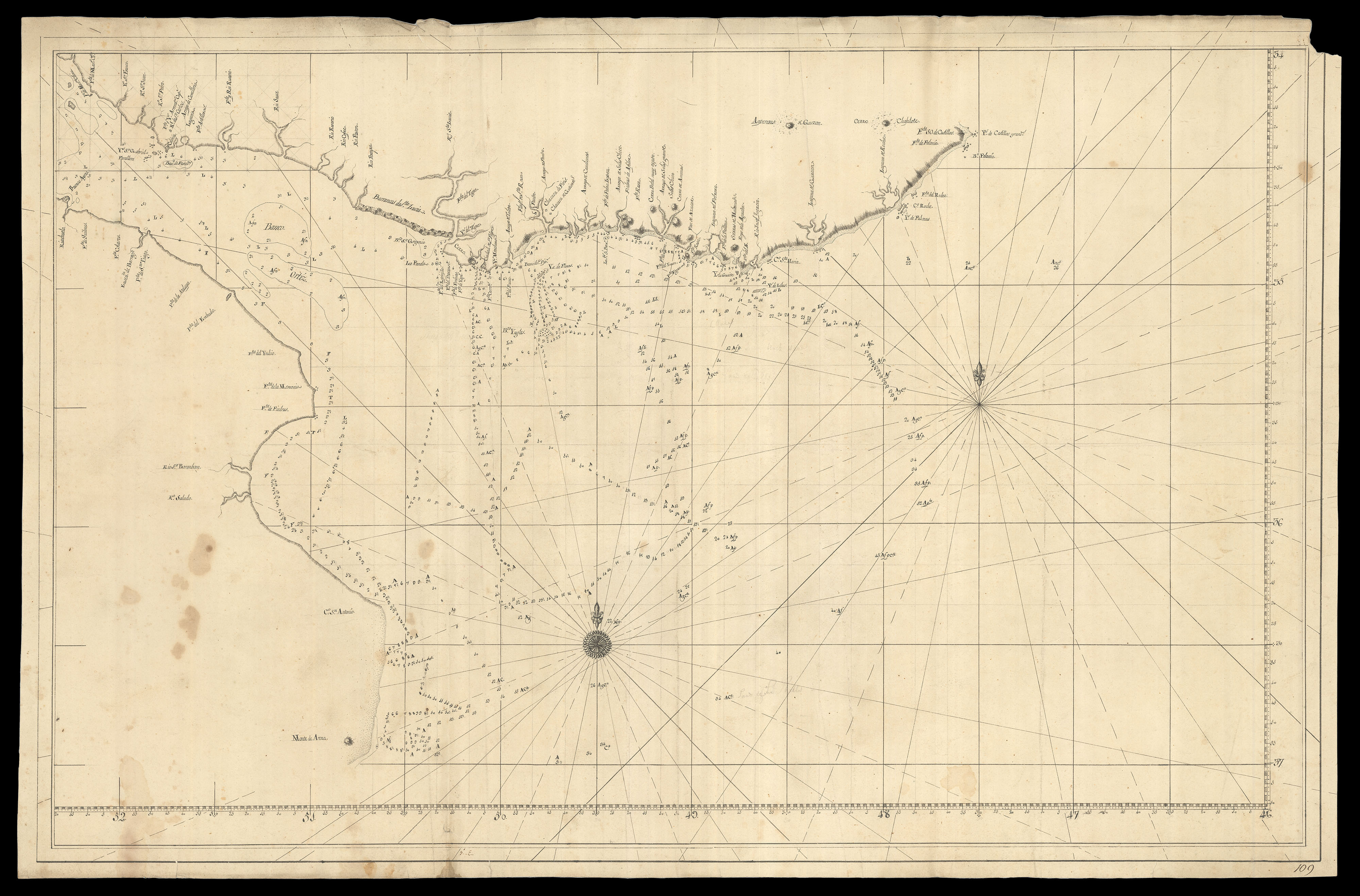 [LANGARA, Don Juan de; Felipe BAUZÁ Y CAÑAS, Felipe; and Alessandro MALASPINA] [Carta esferica del Rio dela Plata