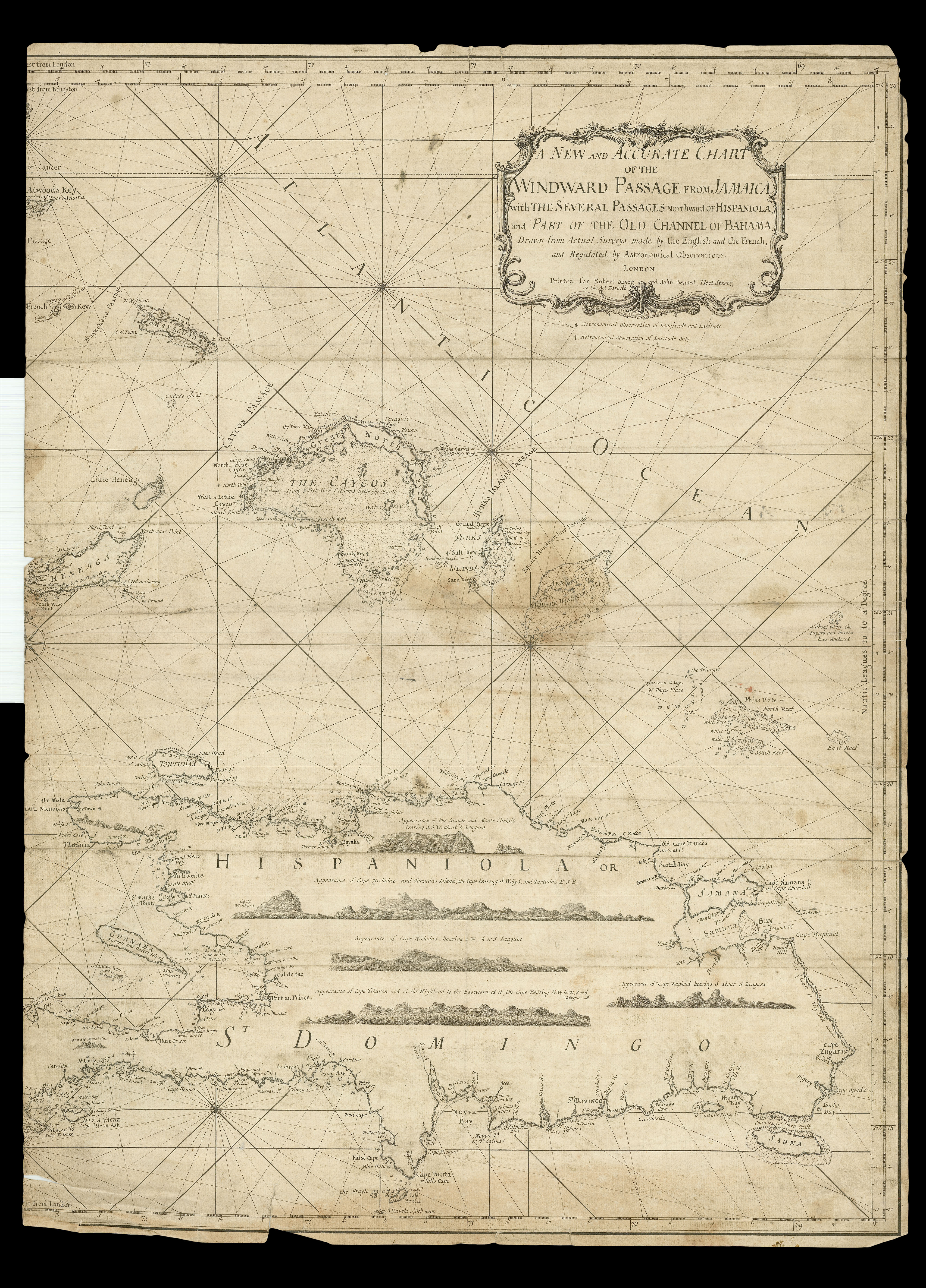 [SAYER, Robert] A New and Accurate Chart of the Windward Passage from Jamaica