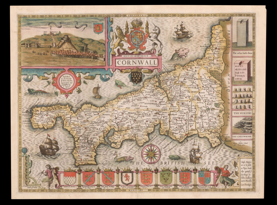 Speed’s striking map of Cornwall in fine original colour - Daniel ...